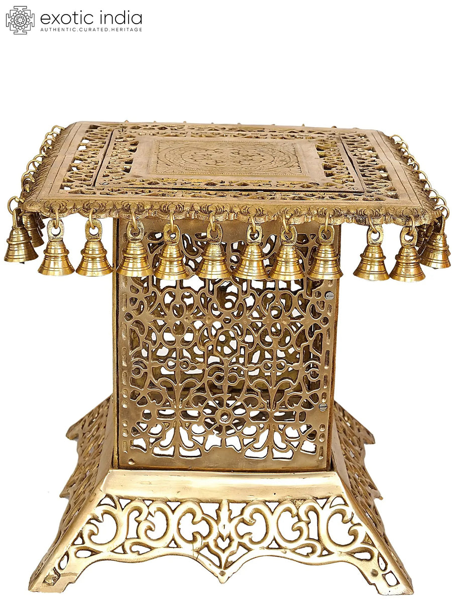 Brass Designer Pedestal Chowki for Home Decor