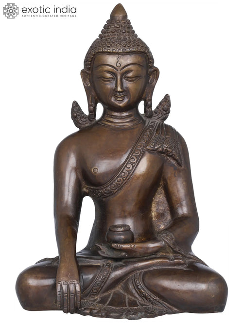 8" Handmade Bhoomisparsha Buddha Brass Statue