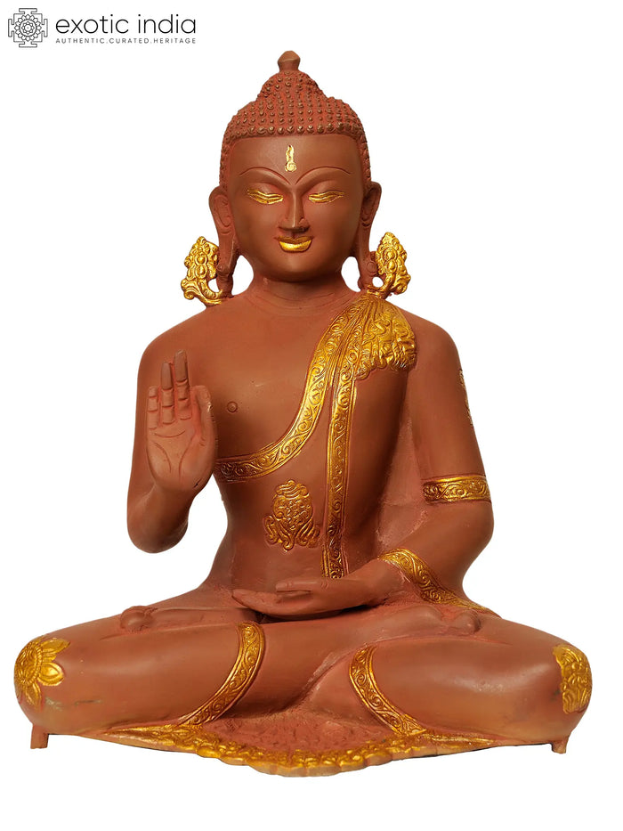 12" Buddha in the Vitarka Mudra In Brass | Handmade | Made In India