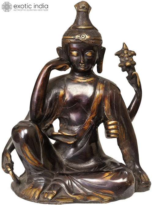 9" Handmade Japanese Thinking Buddha Brass Statue