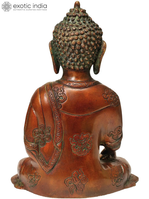 10" Buddha in the Bhumisparsha Mudra In Brass | Handmade | Made In India