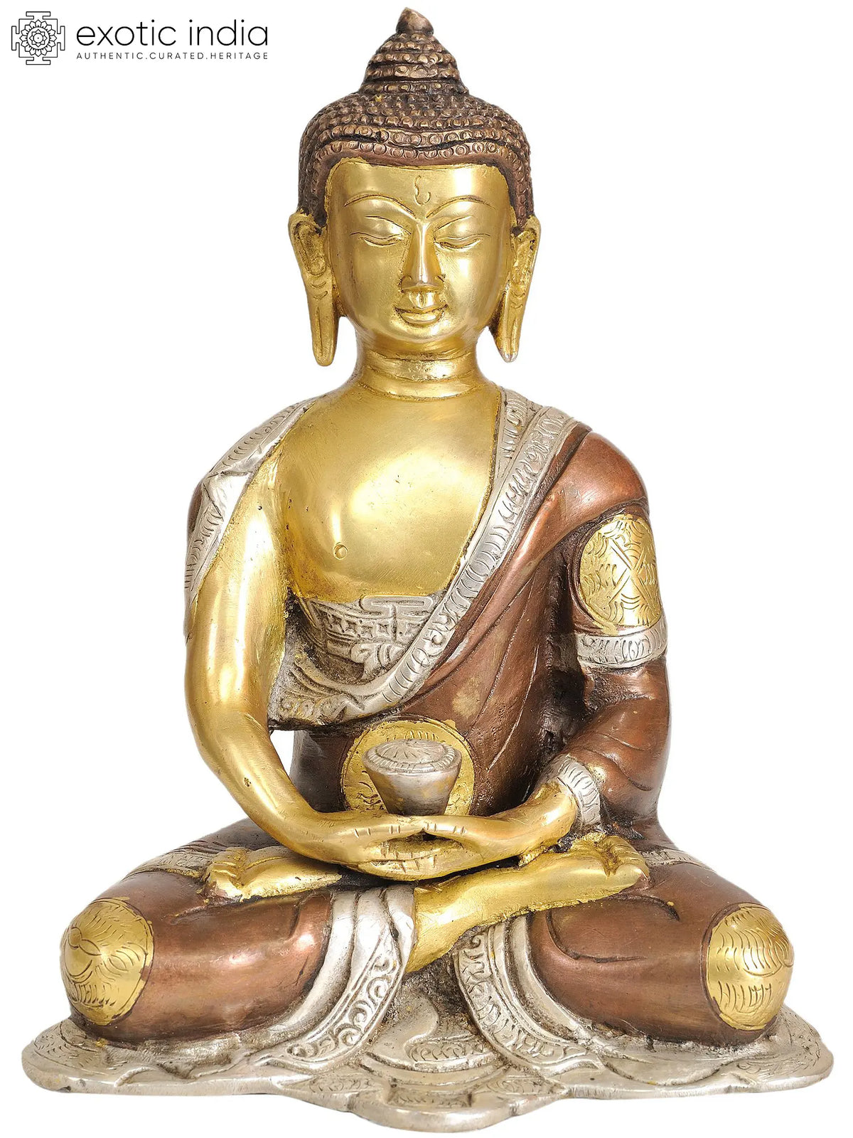 8" Dhyani Buddha In Brass | Handmade | Made In India