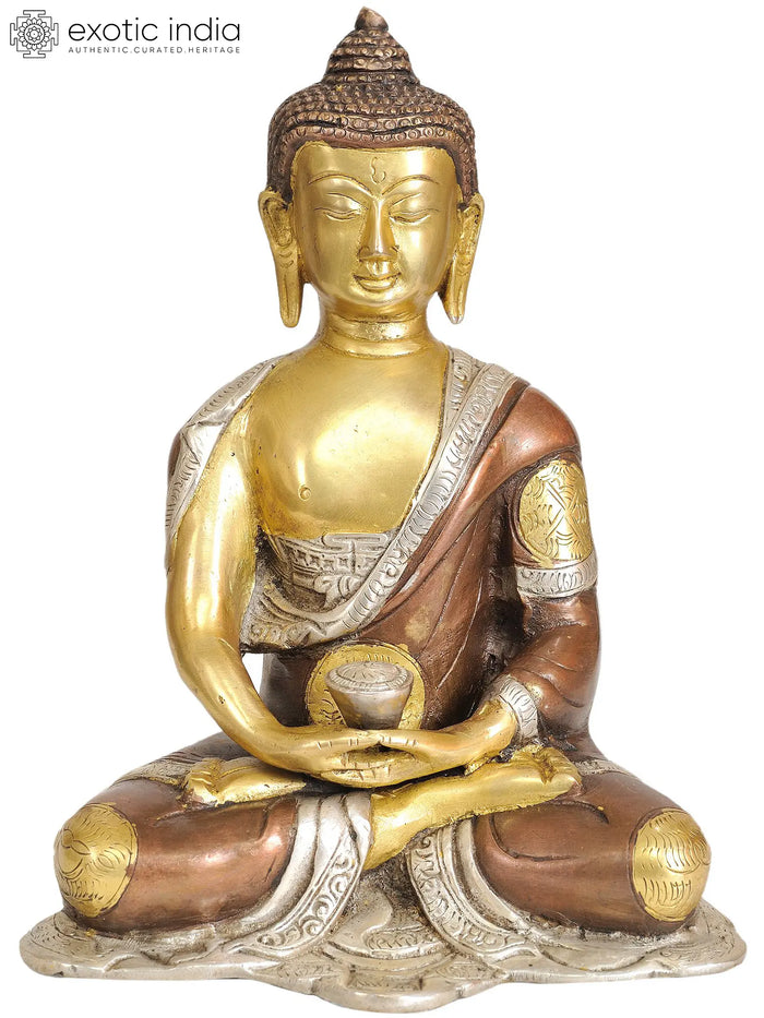 8" Dhyani Buddha In Brass | Handmade | Made In India