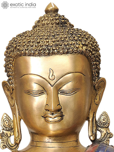 18" Large Size Tibetan Buddha in the Vitarka Mudra In Brass | Handmade | Made In India