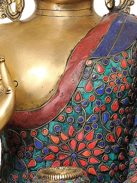 18" Large Size Tibetan Buddha in the Vitarka Mudra In Brass | Handmade | Made In India