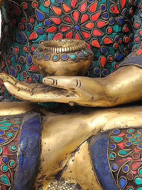 18" Large Size Tibetan Buddha in the Vitarka Mudra In Brass | Handmade | Made In India