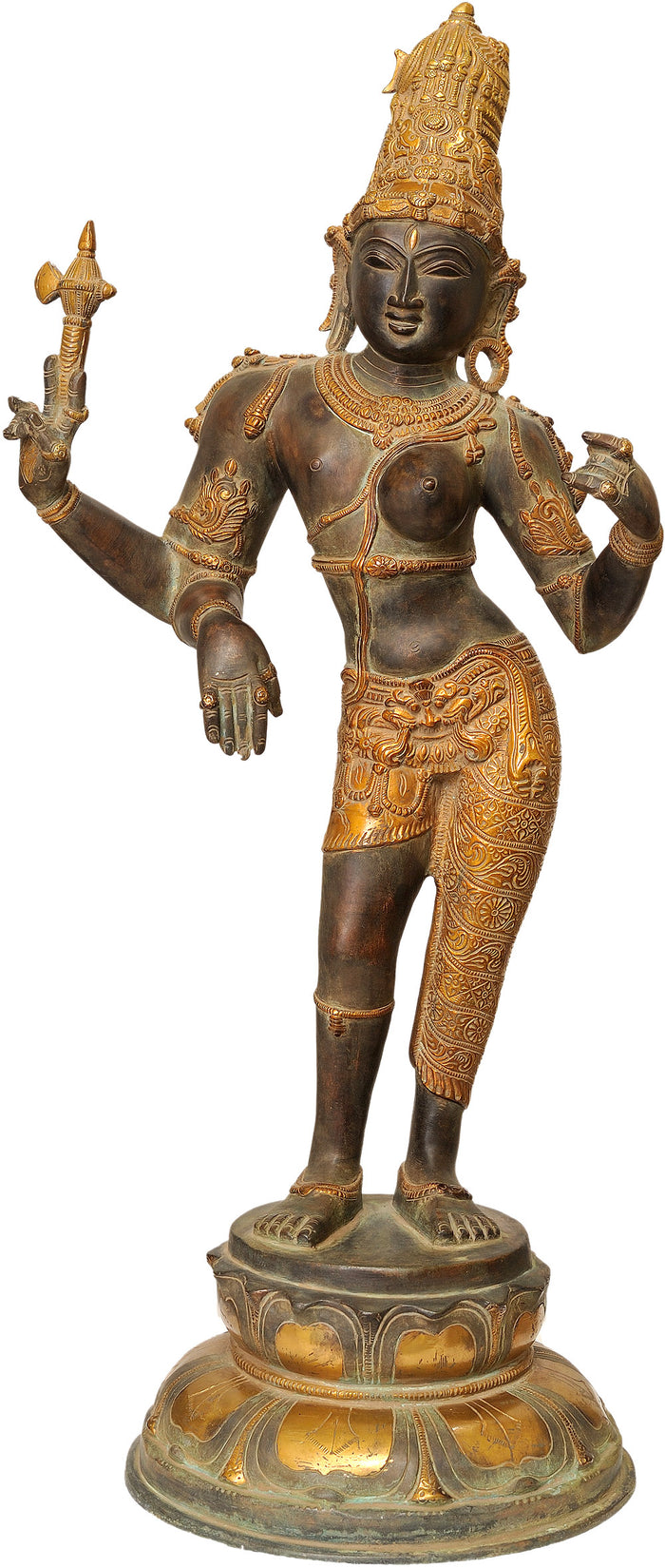 27" Large Size Ardhanarishvara (Shiva-Shakti) In Brass | Handmade | Made In India