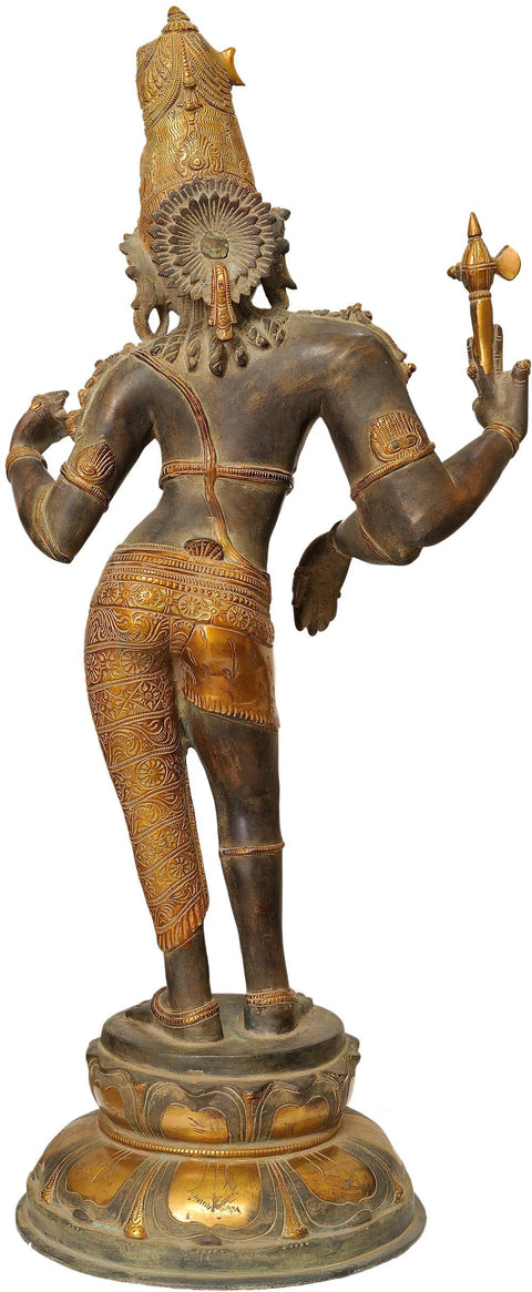 27" Large Size Ardhanarishvara (Shiva-Shakti) In Brass | Handmade | Made In India