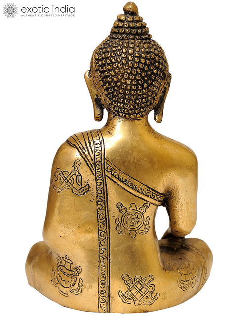 8" Buddha in The Bhumisparsha Mudra In Brass | Handmade | Made In India