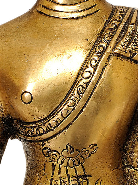 8" Buddha in The Bhumisparsha Mudra In Brass | Handmade | Made In India