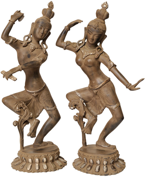 16" Dancing Shiva Parvati Brass Idol for Home Decor