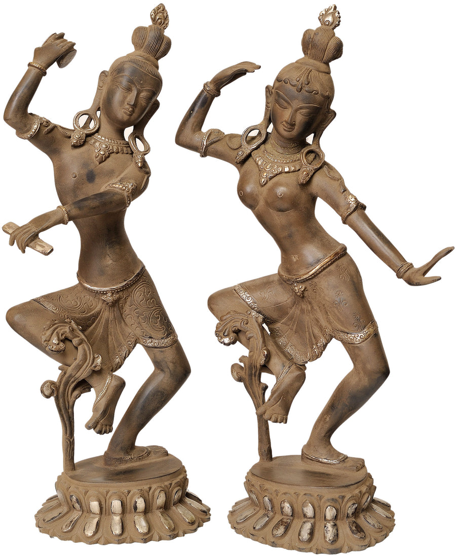 16" Dancing Shiva Parvati Brass Idol for Home Decor