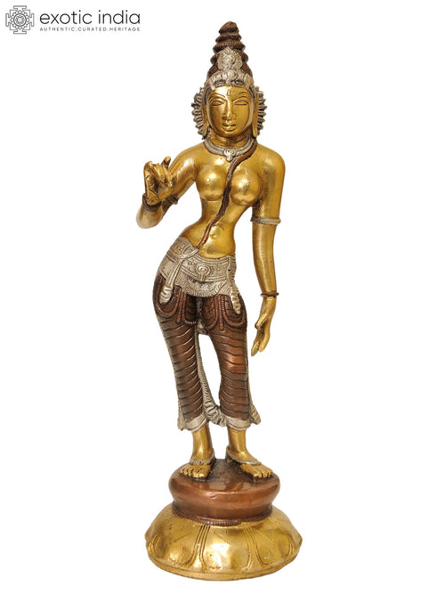 10" Goddess Parvati Handmade Brass Statue