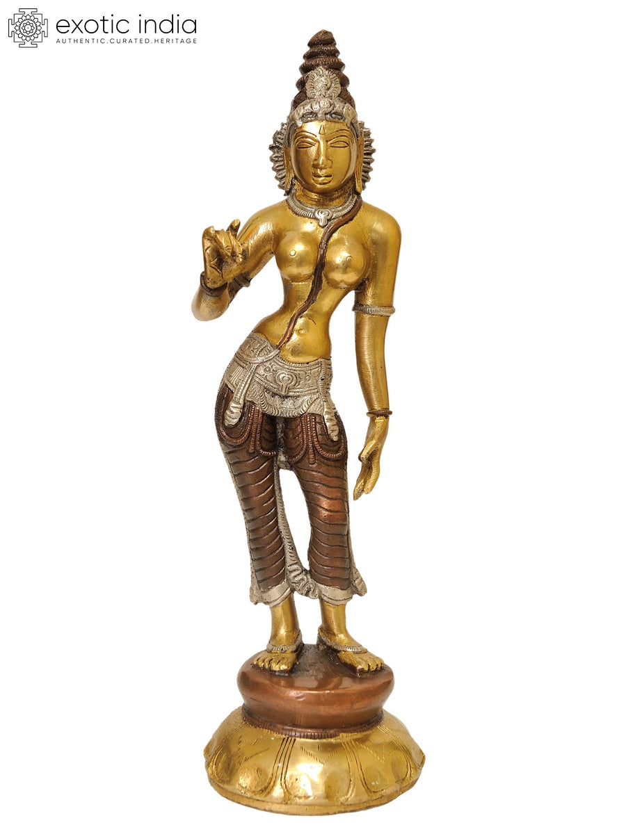 10" Goddess Parvati Handmade Brass Statue