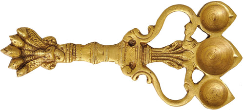 7" Handmade Brass Serpent Puja Diya with Three Wicks