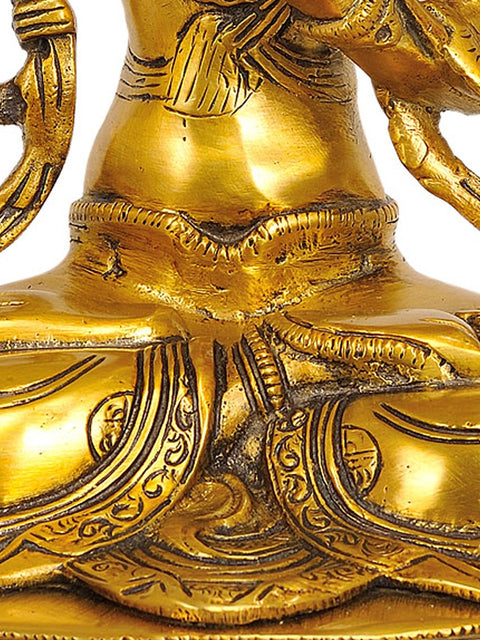 14" Manjushri - Bodhisattva of Transcendent Wisdom In Brass | Handmade | Made In India