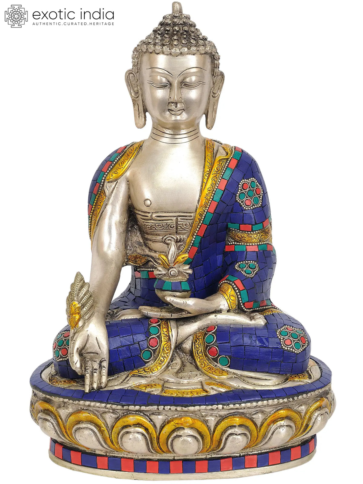 12" Tibetan Buddhist Deity Medicine Buddha In Brass | Handmade | Made In India