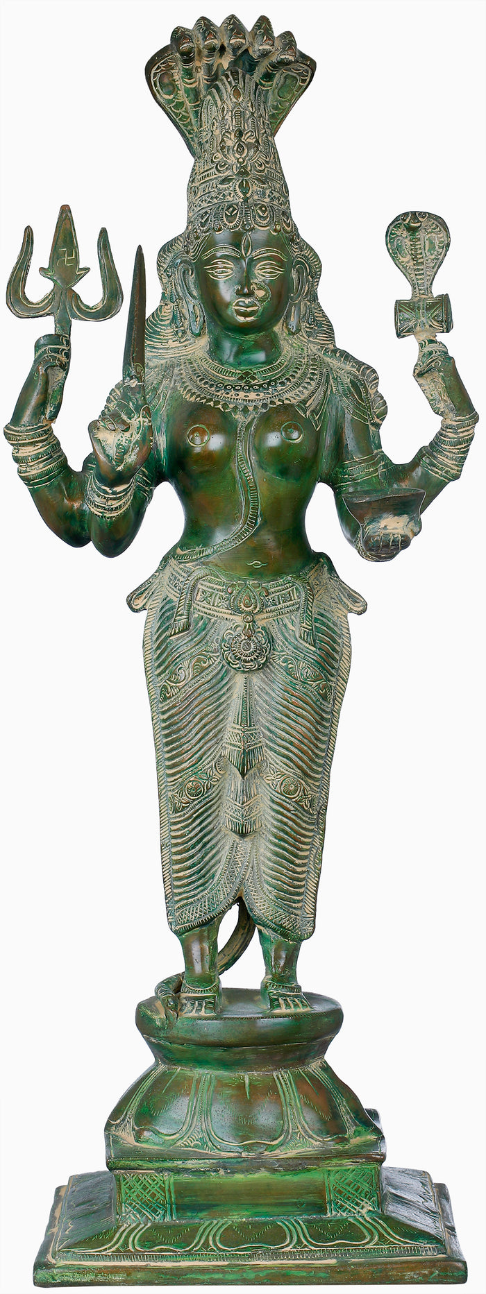 25" Goddess Mariamman Brass Idol | Handmade | Made in India