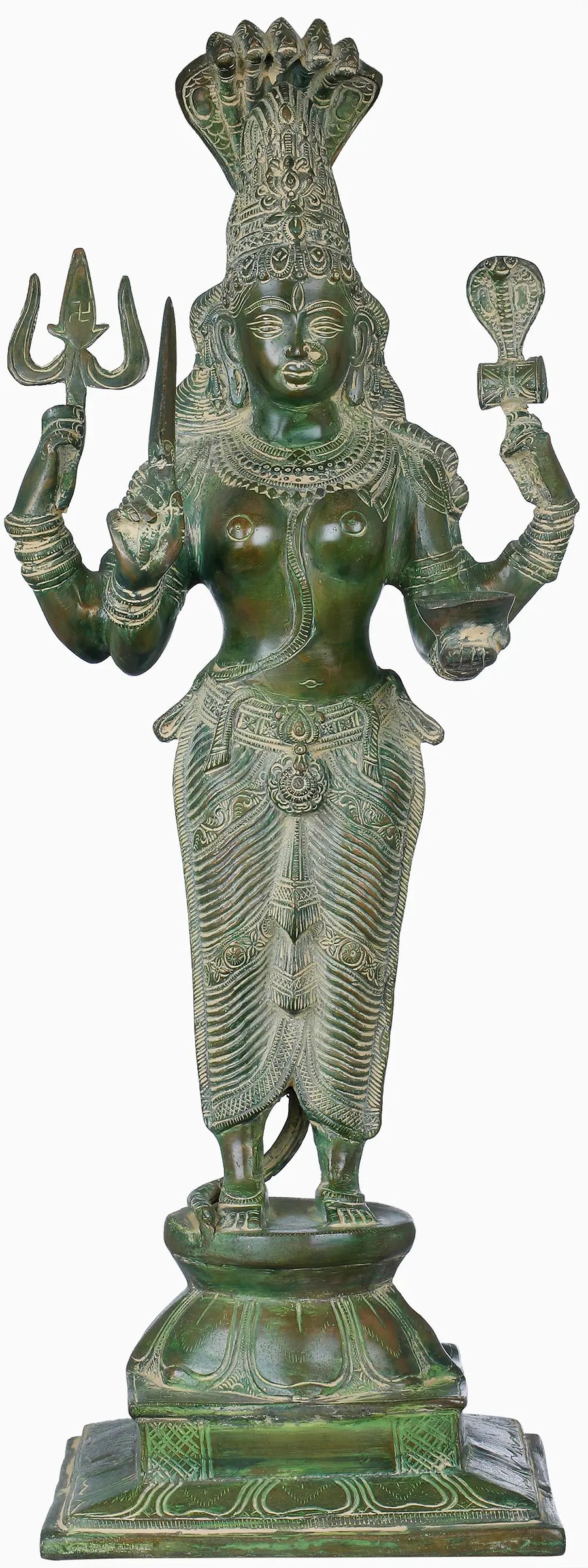 25" Goddess Mariamman Handmade Brass Idol for Pooja