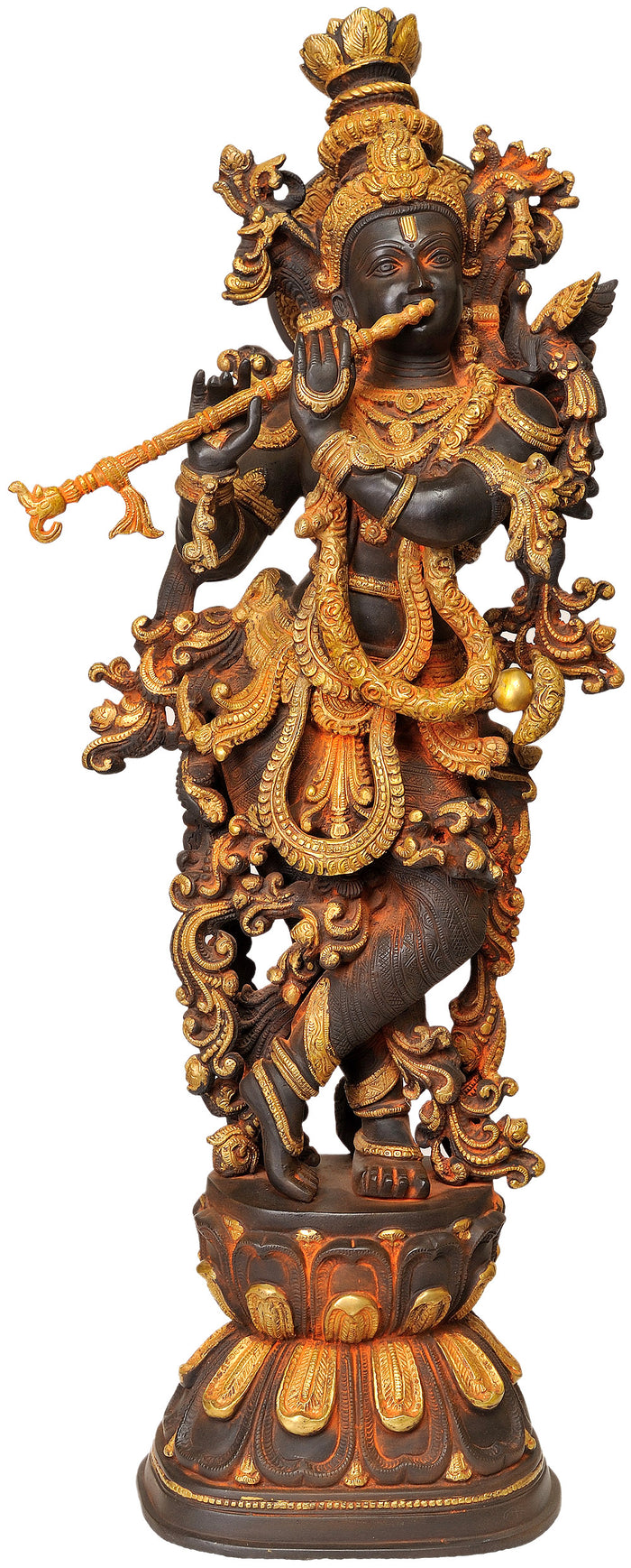 31" Handmade Krishna Brass Statue for Pooja