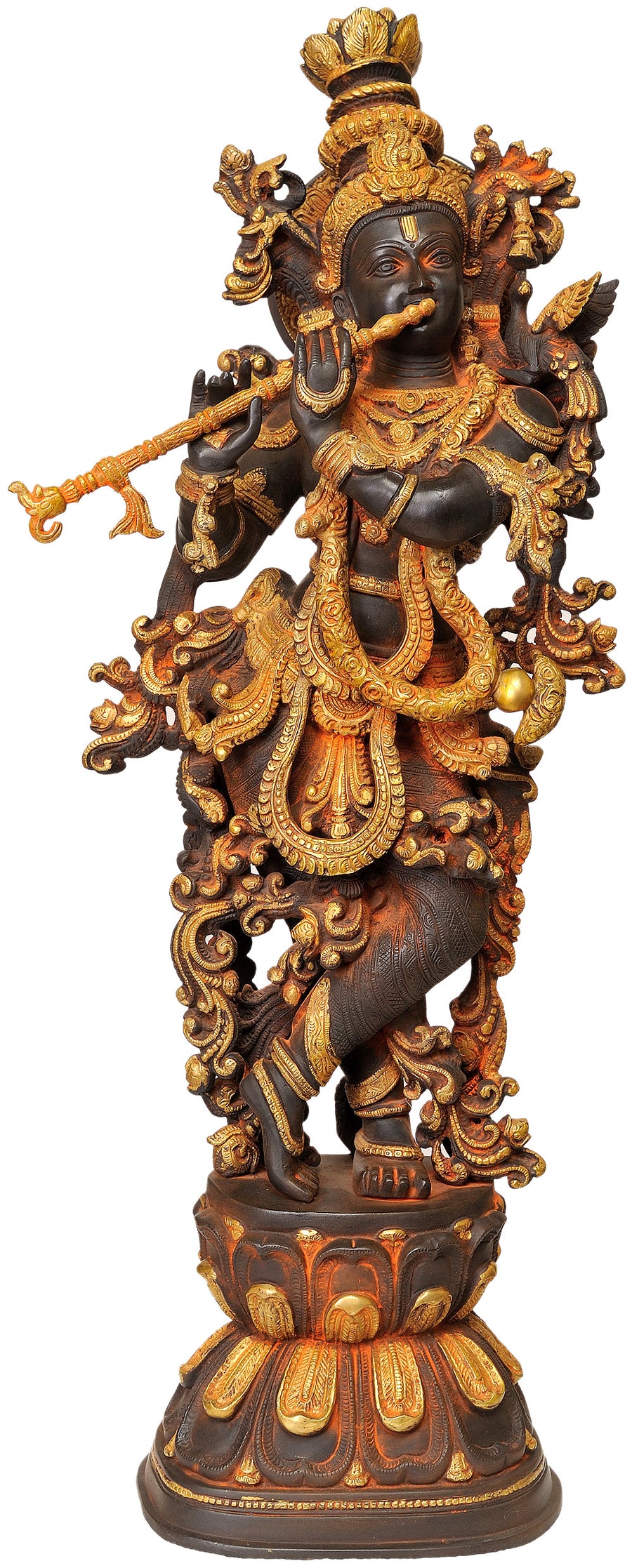 31" Handmade Krishna Brass Statue for Pooja