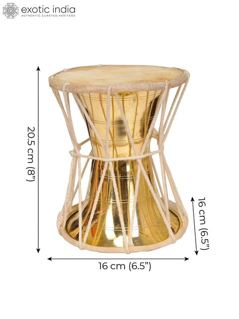 8" Damaru in Brass | Handmade | Made in India