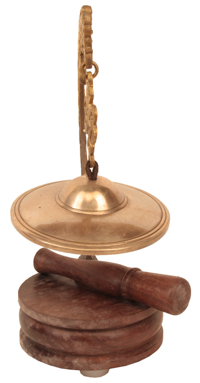 Tibetan Brass Gong with Stand and Mallet - Musical Instrument