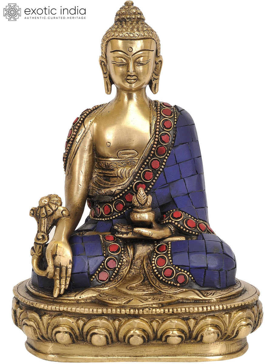 7" Medicine Buddha Tibetan Brass Statue Handmade