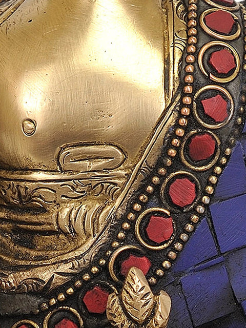 7" Tibetan Buddhist Deity Medicine Buddha In Brass | Handmade | Made In India