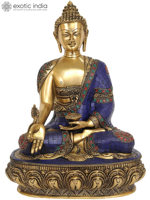 16" Medicine Buddha Brass Statue Handmade Tibetan Buddhist Deity