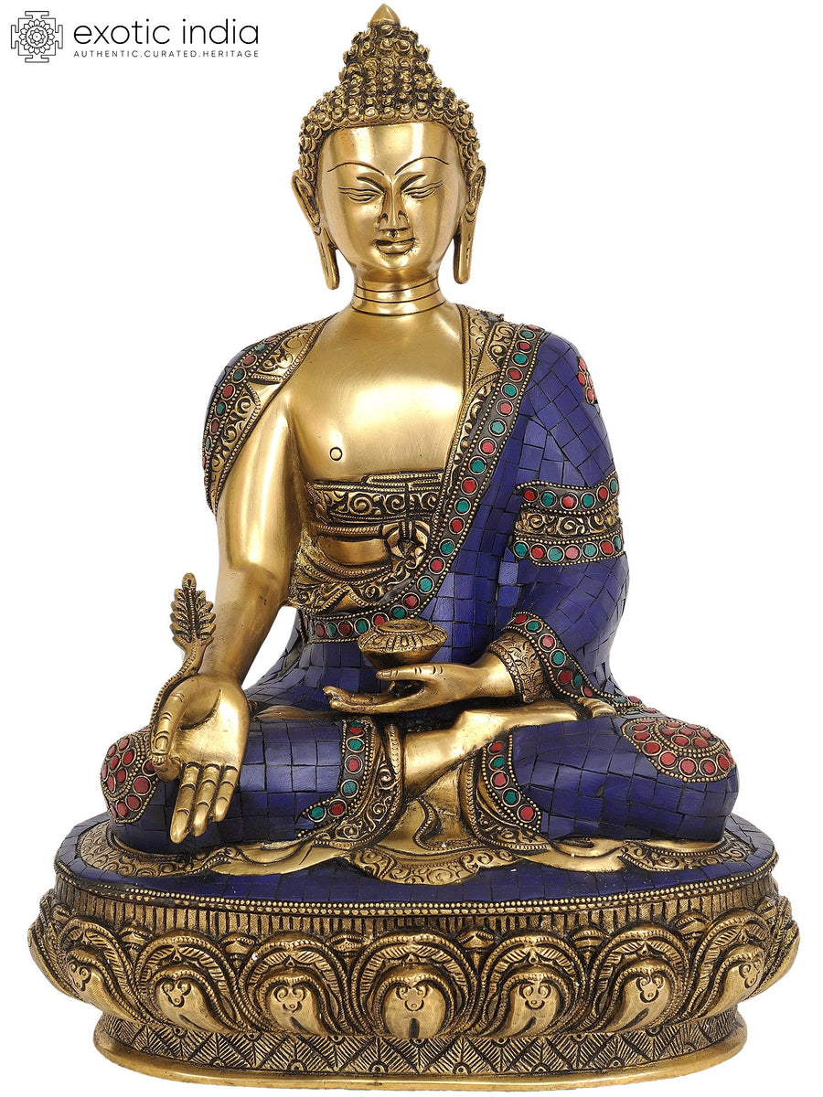 16" Medicine Buddha Brass Statue Handmade Tibetan Buddhist Deity