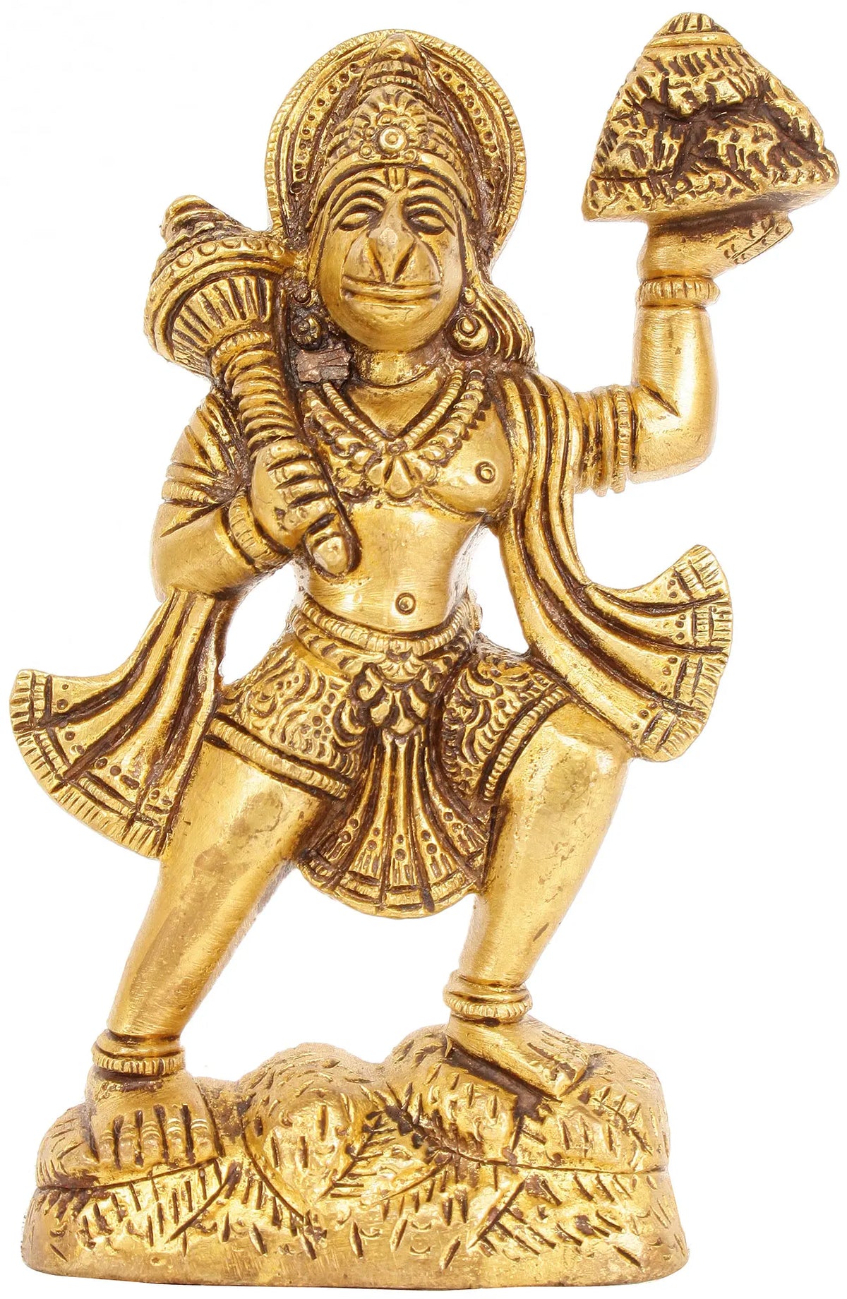 5" Sankat Mochan Hanuman In Brass | Handmade | Made In India