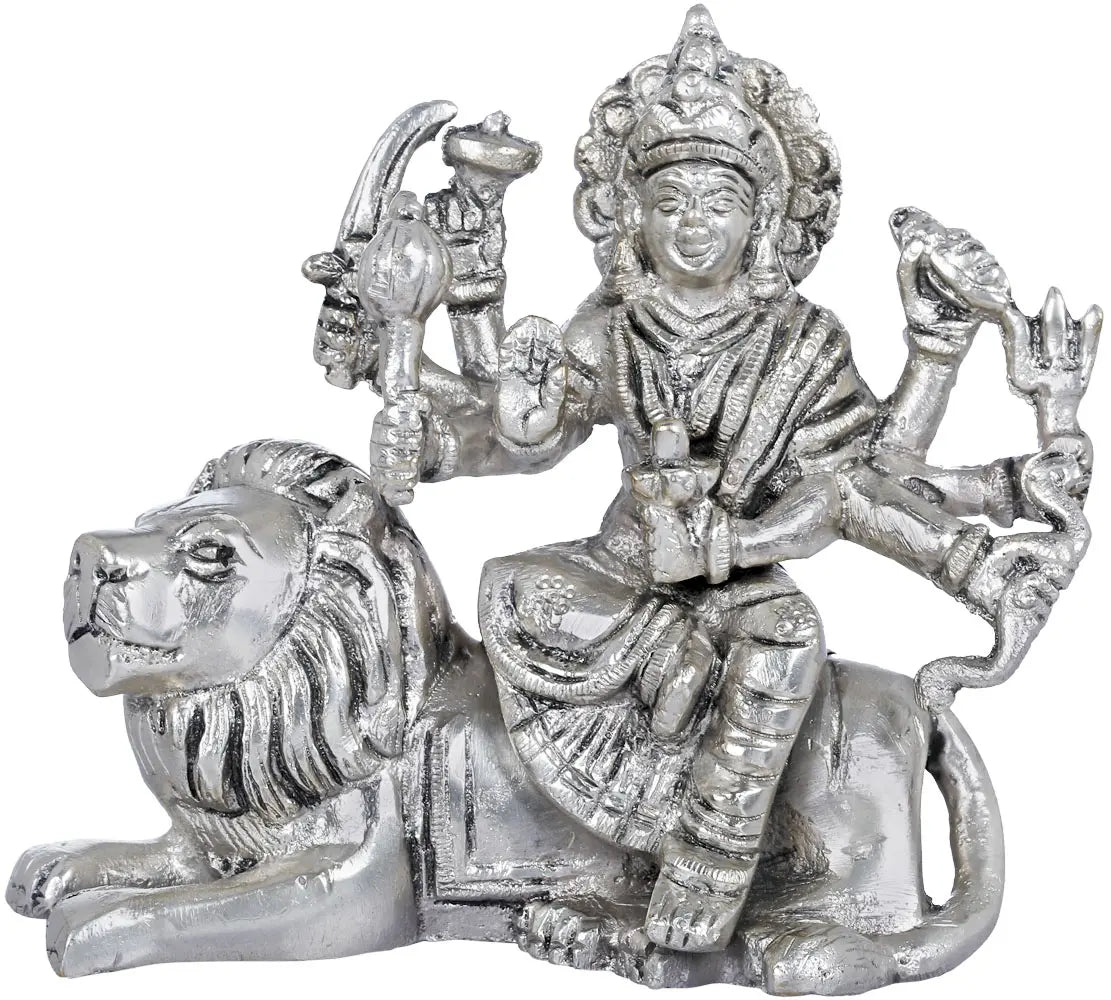 4" Ashtabhuja-dhari Durga In Brass | Handmade | Made In India