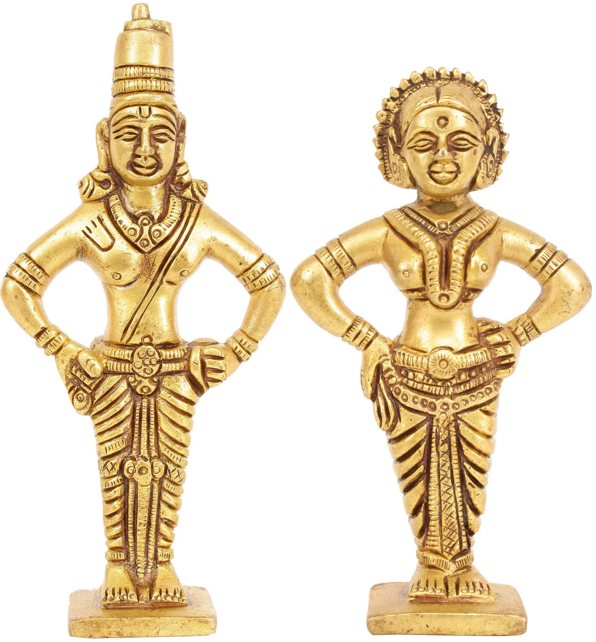 6" Lord Vitthal or Panduranga and Rukmani Idol | Handmade Brass Statue | Made in India