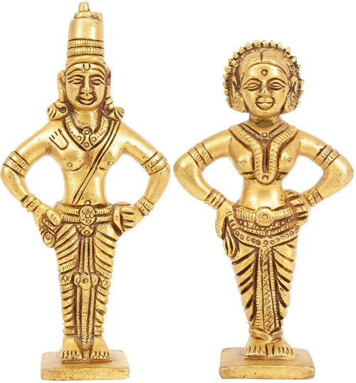 6" Handmade Brass Vitthal and Rukmani Idol for Pooja