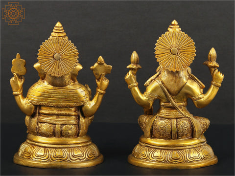 8" Pair of Lakshmi and Ganesha In Brass | Handmade | Made In India