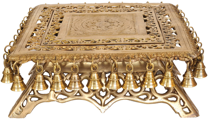 Brass Pedestal Chowki Statue for Pooja