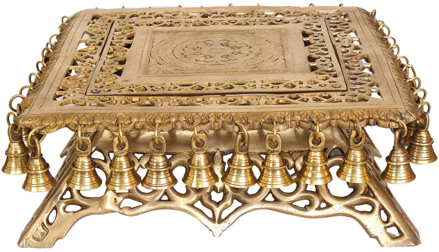 Brass Pedestal Chowki Statue for Pooja