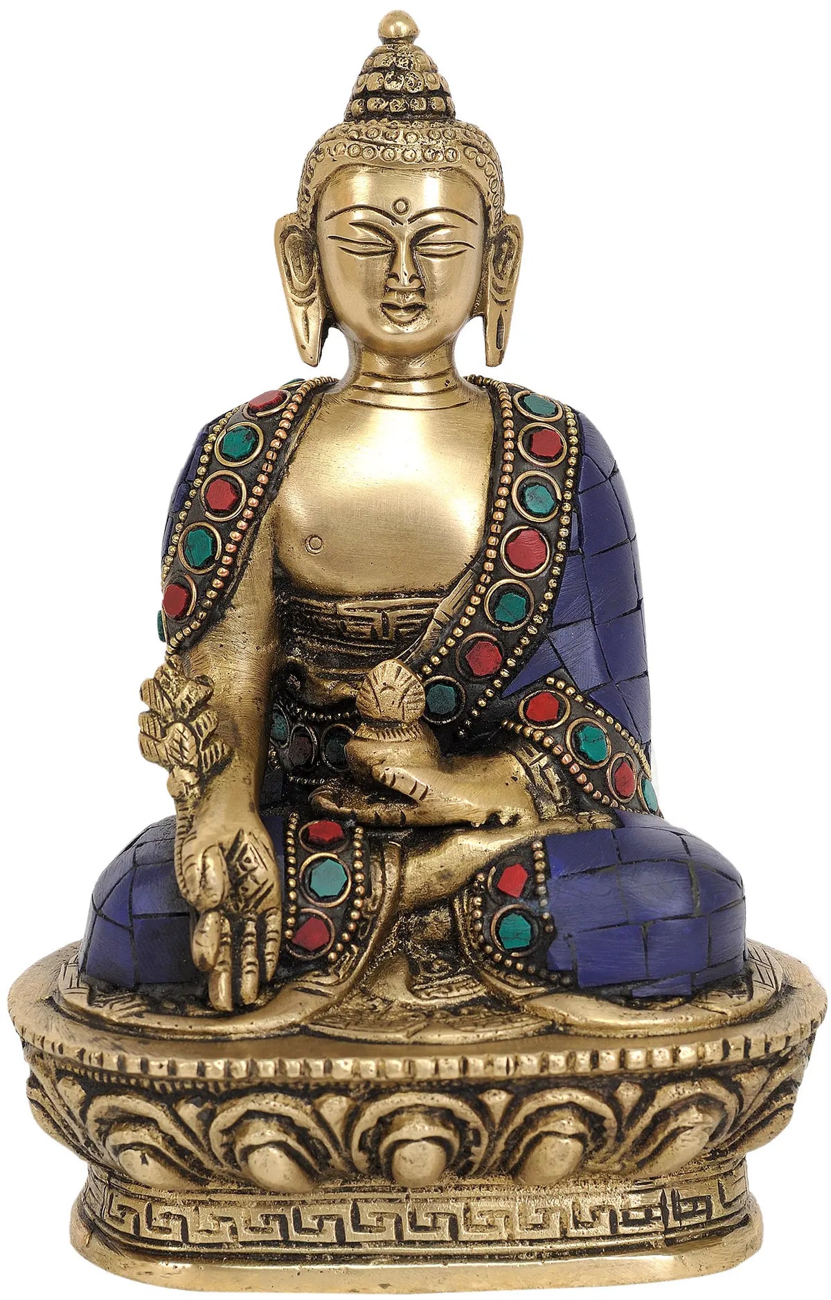 6" Small Tibetan Buddhist God Medicine Buddha Statue in Brass
