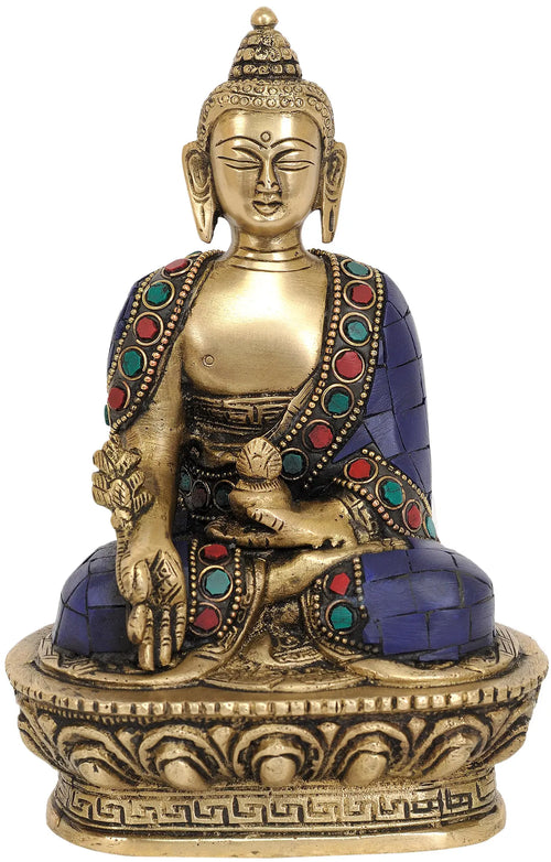 6" Medicine Buddha Brass Statue Tibetan Buddhist Handmade