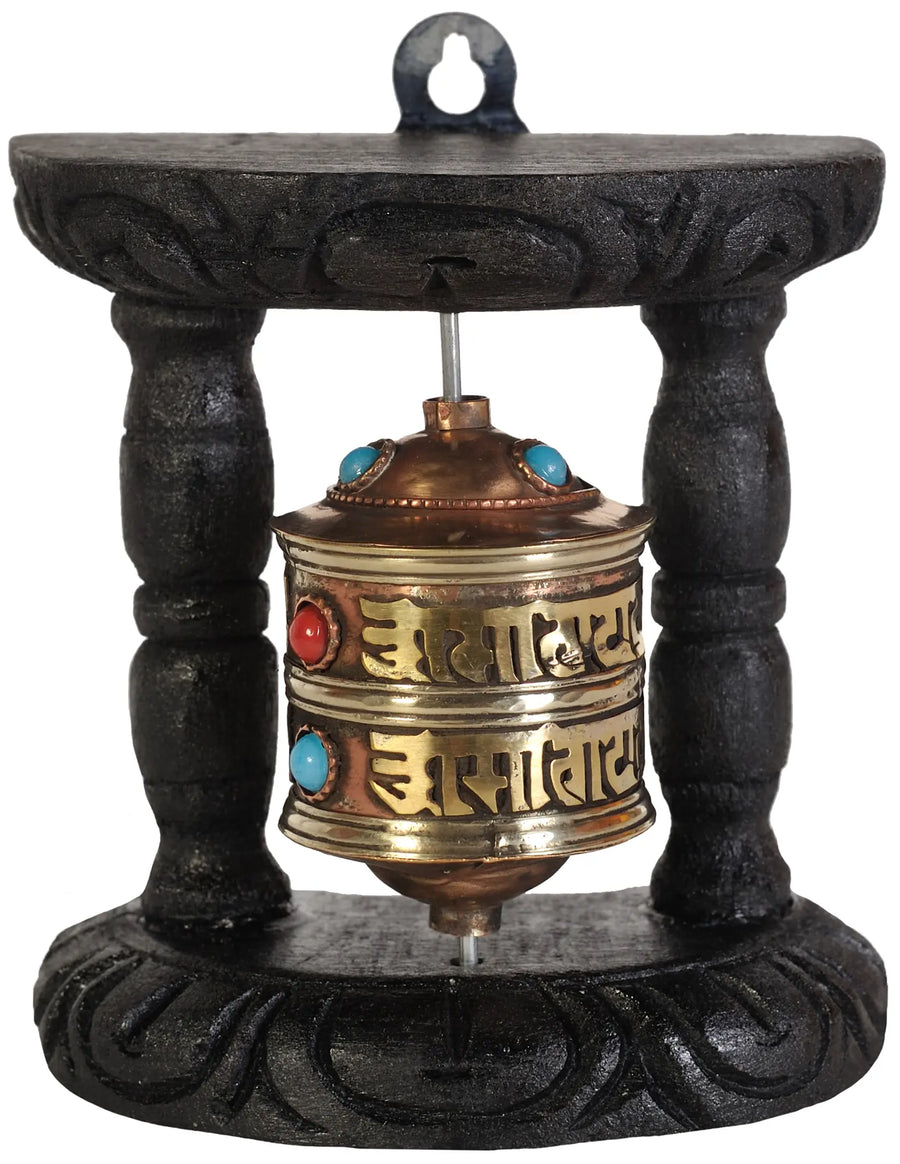Tibetan Buddhist Prayer Wheel Brass Statue