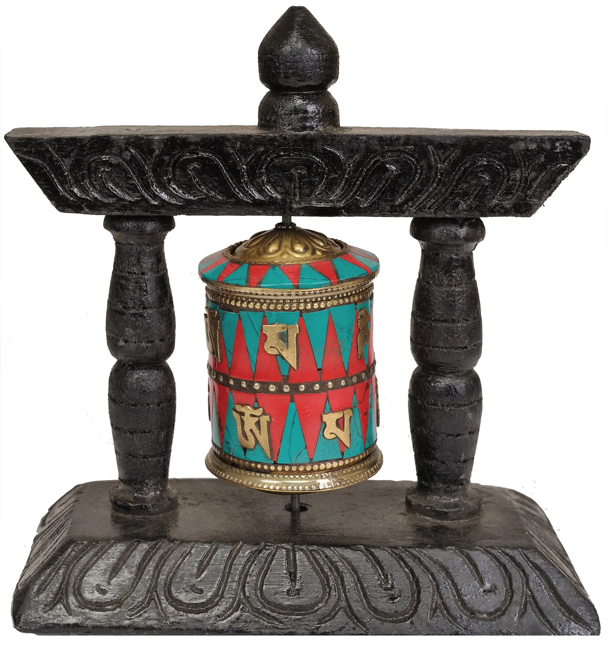 Prayer Wheel on Wooden Stand