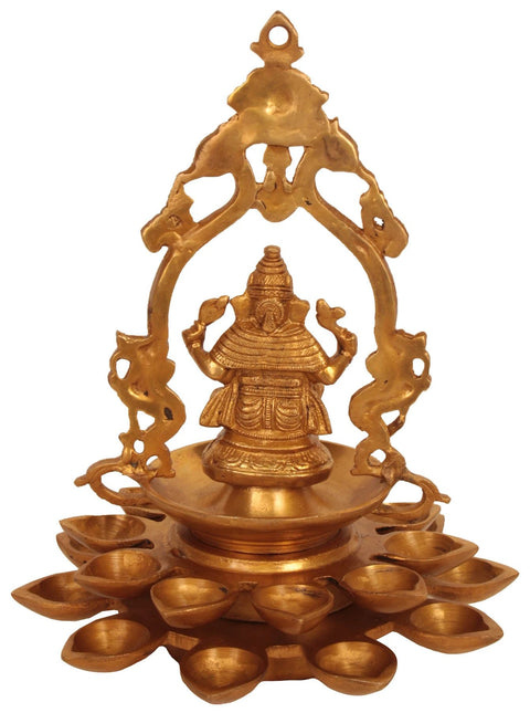 12" Ganesha Lamp in Brass | Handmade | Made in India