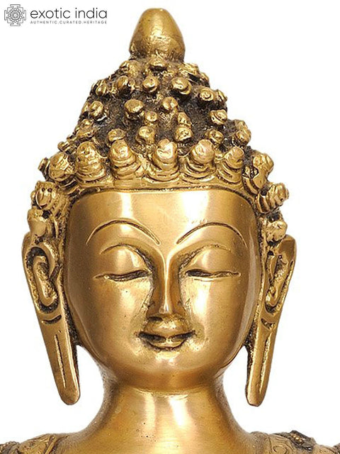 13" Lapis Buddha of Healing (Tibetan Buddhist Medicine Buddha) In Brass | Handmade | Made In India