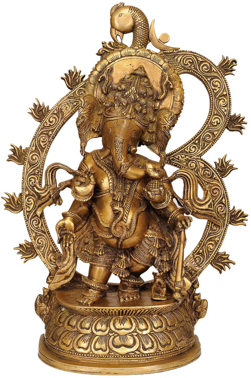 20" Ganesha with Om Brass Statue Handmade
