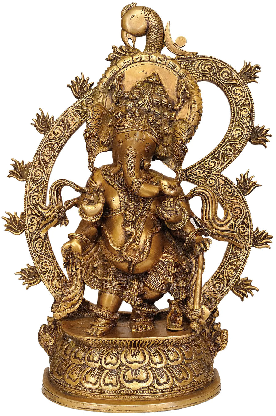 20" Ganesha with Om Brass Statue Handmade