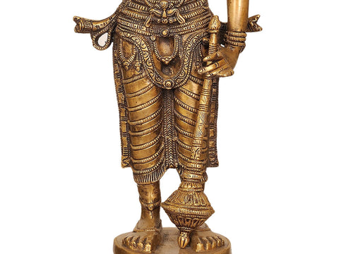 29" Large Size Four-Armed Standing Vishnu In Brass | Handmade | Made In India