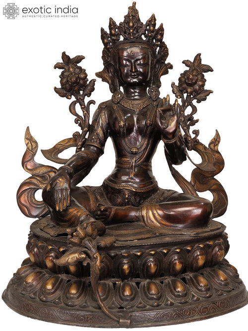 26" Green Tara Tibetan Buddhist Brass Statue Handmade