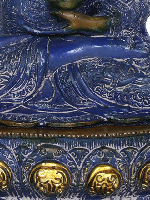 16" Brass Medicine Buddha Idol Seated on Double Lotus | Handmade Buddhist Deity Statue | Made in India