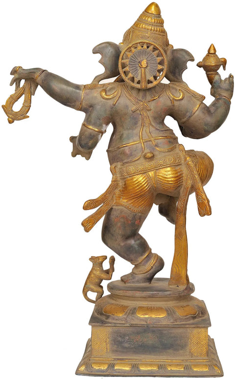 24" Large Size Dancing Ganesha In Brass | Handmade | Made In India